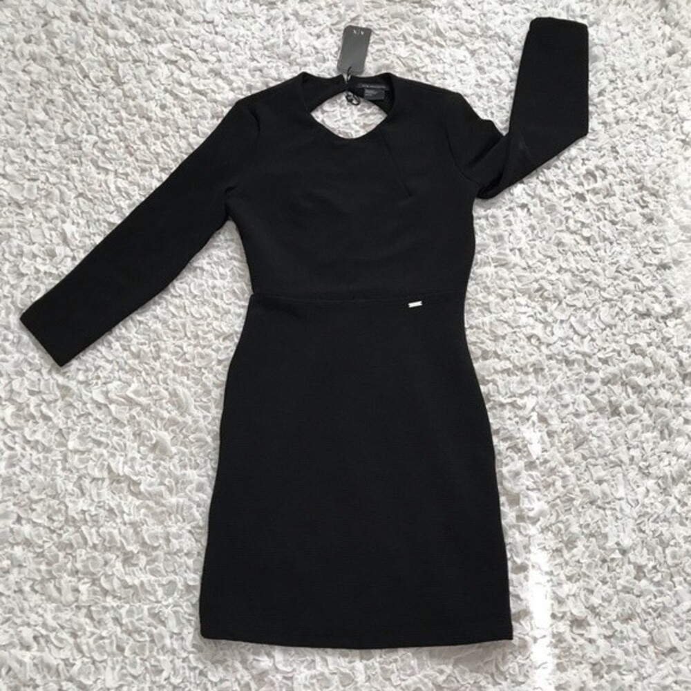 A X Armani Exchange black dress women long sleeve bodycon dress size XS